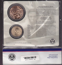 Reverse of Lincoln coin and first spouse medal set