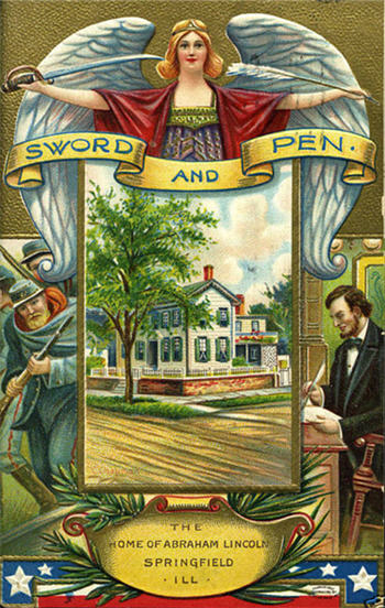 Abraham Lincoln sword and pen post card