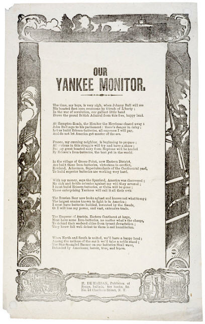 Monitor Civil War battle song sheet