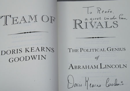 Doris Kearns Goodwin autographs her book for me