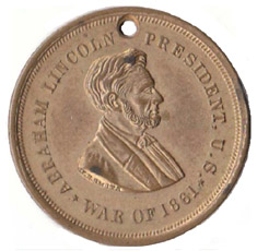 Abraham Lincoln on Civil War dog tag