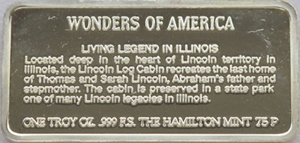 Lincoln log cabin silver bar