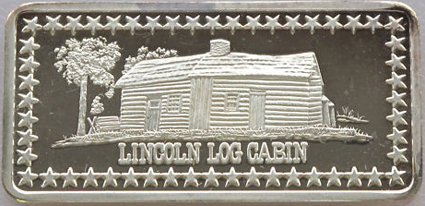 Abraham Lincoln log cabin silver bar