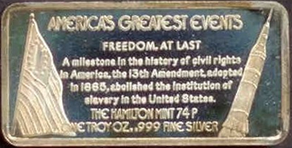 Thirteenth Amendment silver bar