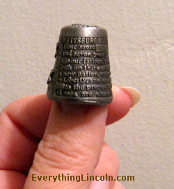 Lincoln Memorial thimble shows Gettysburg address