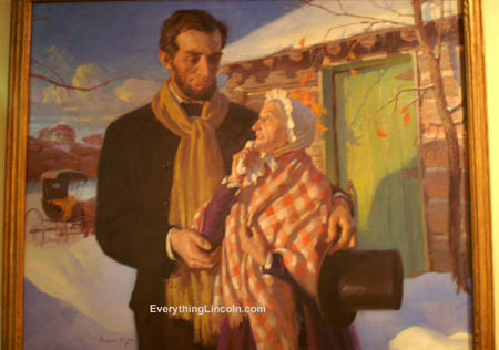 Frederic Mizen painting Lincoln's Farewell to His Stepmother